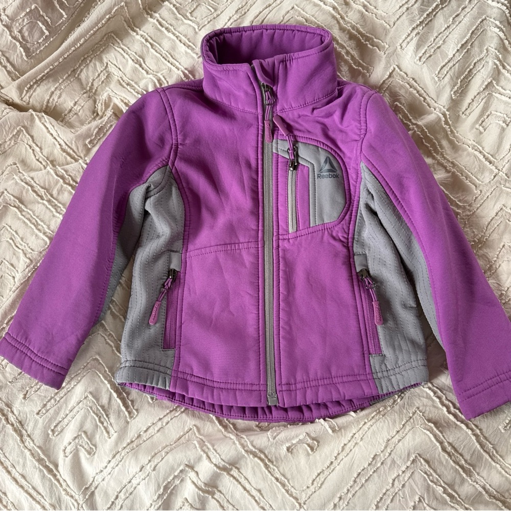 Reebok Youth 3T Jacket Toddler Girls Purple/Gray Zip Up Athletic Coat